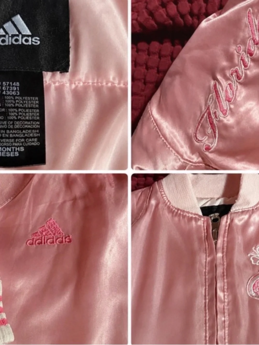 adidas Pink Satin Kids Bomber Jacket